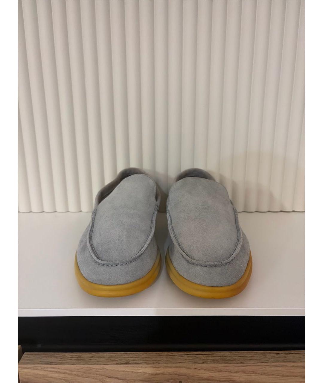 LORO PIANA Голубые замшевые лоферы, фото 2