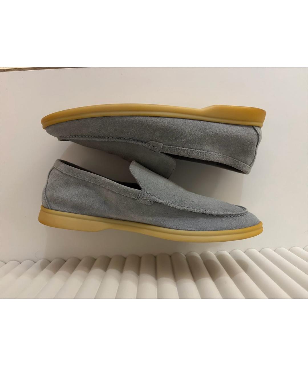 LORO PIANA Голубые замшевые лоферы, фото 7
