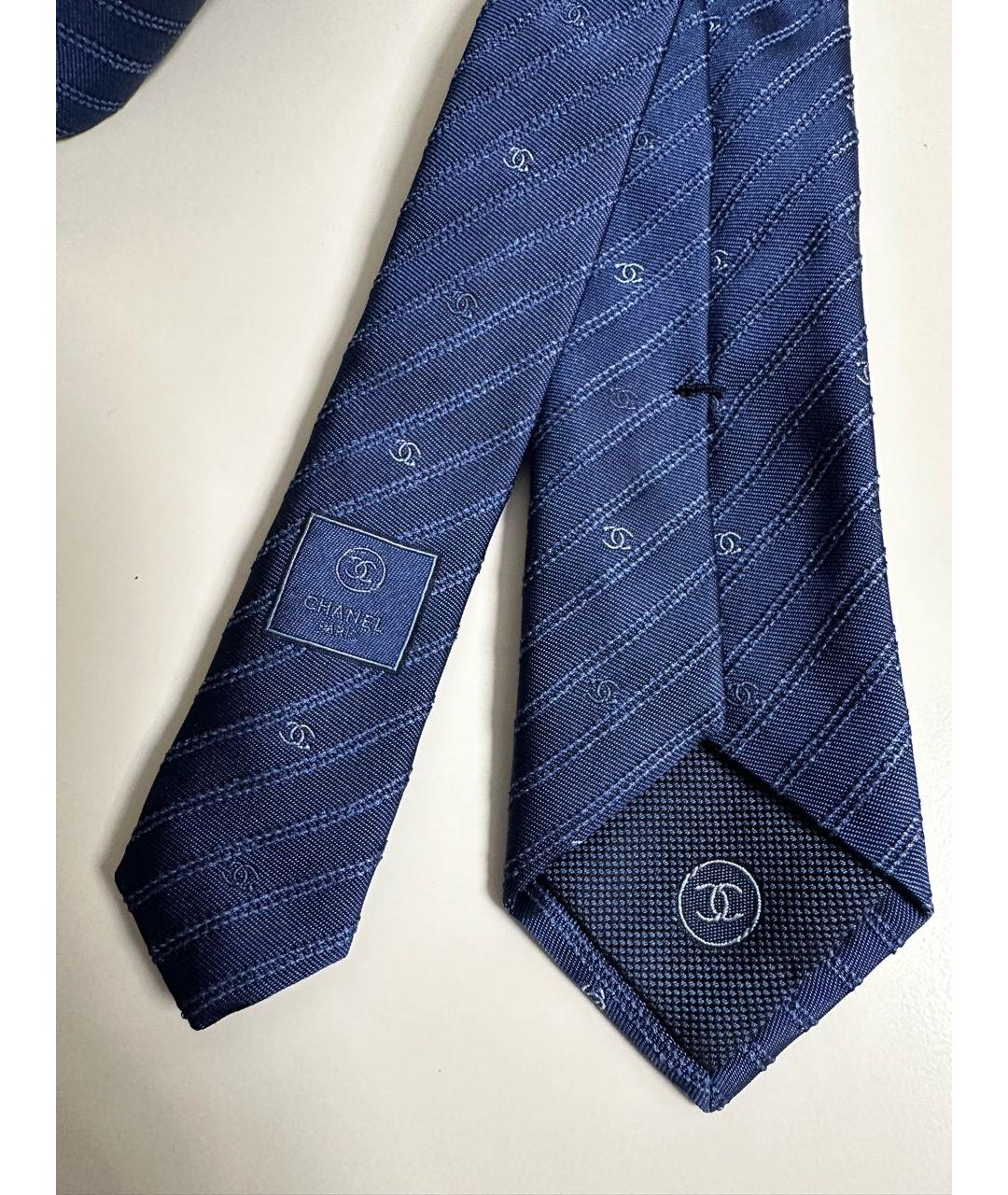 CHANEL PRE-OWNED Синий шелковый галстук, фото 4