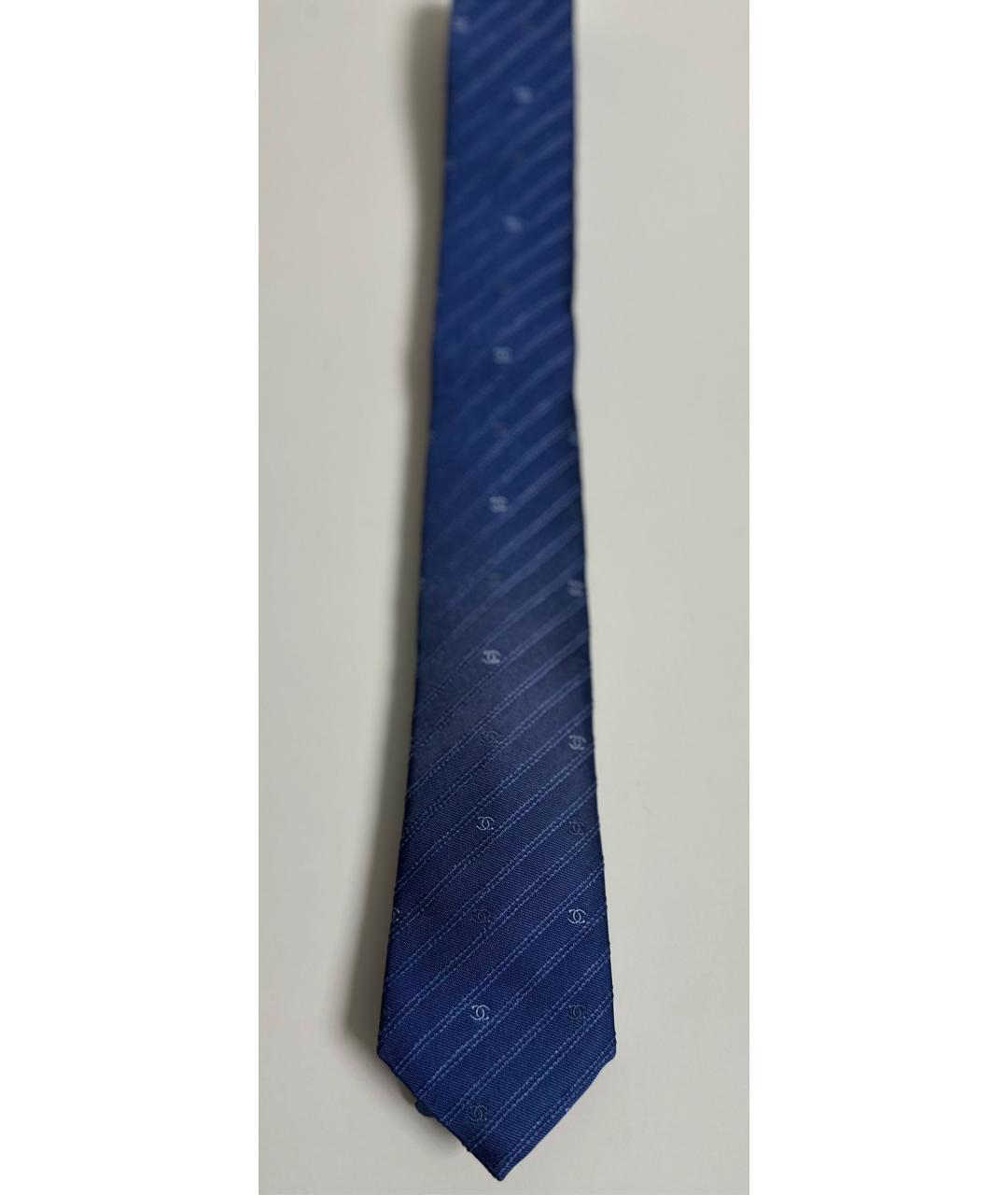 CHANEL PRE-OWNED Синий шелковый галстук, фото 2
