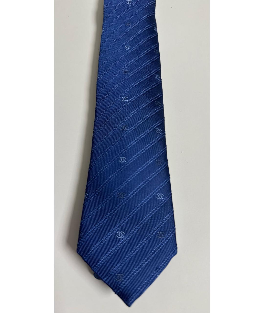 CHANEL PRE-OWNED Синий шелковый галстук, фото 3