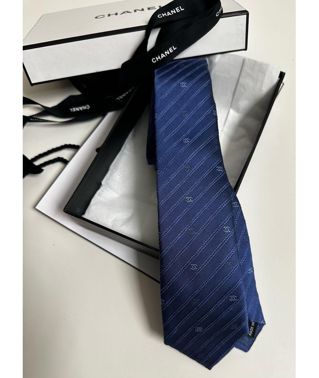 CHANEL PRE-OWNED Синий шелковый галстук, фото 6