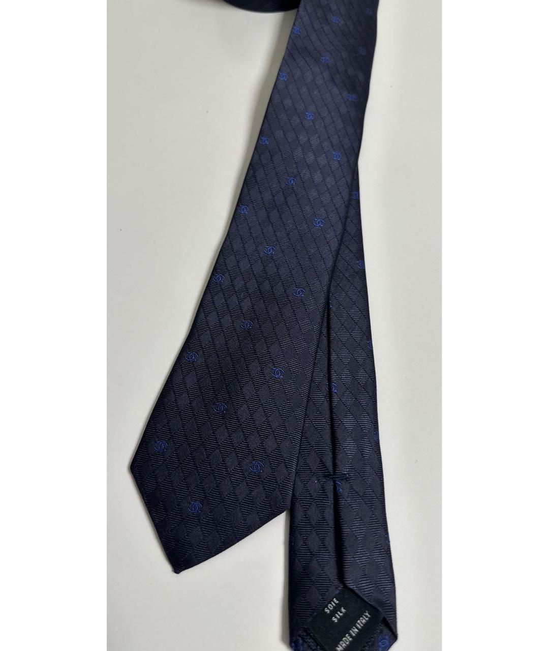 CHANEL PRE-OWNED Темно-синий шелковый галстук, фото 4