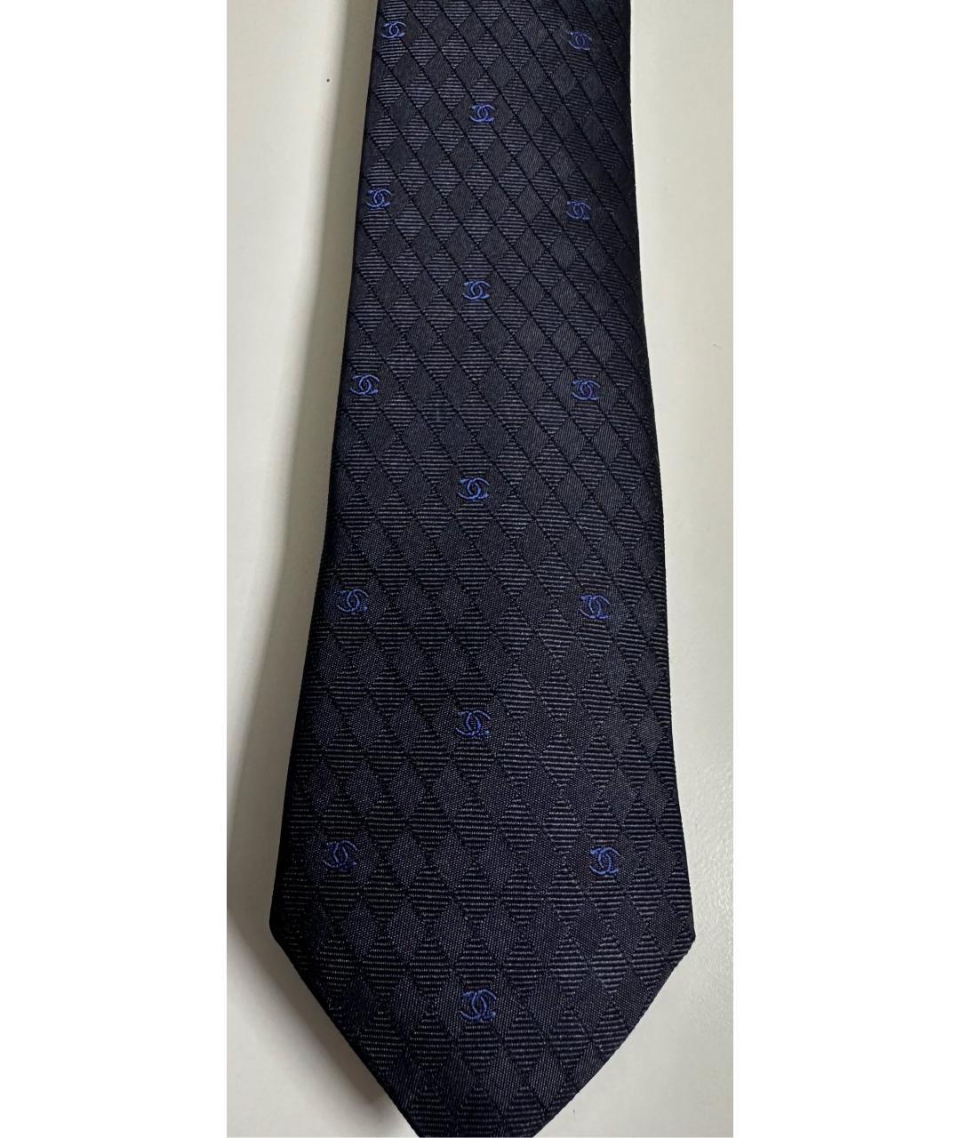 CHANEL PRE-OWNED Темно-синий шелковый галстук, фото 6