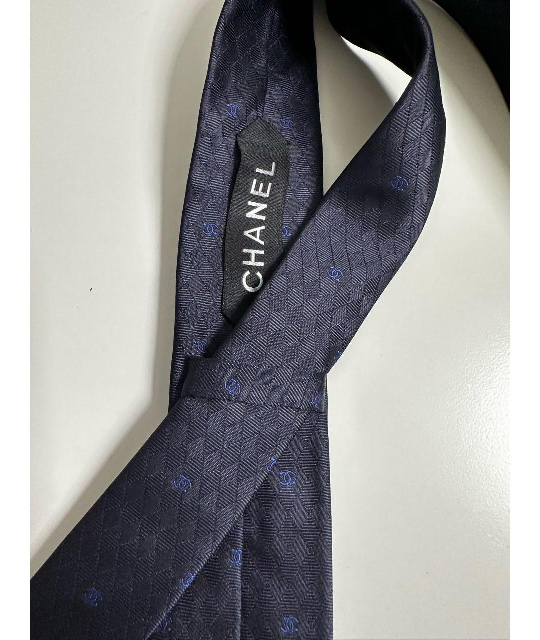 CHANEL PRE-OWNED Темно-синий шелковый галстук, фото 2