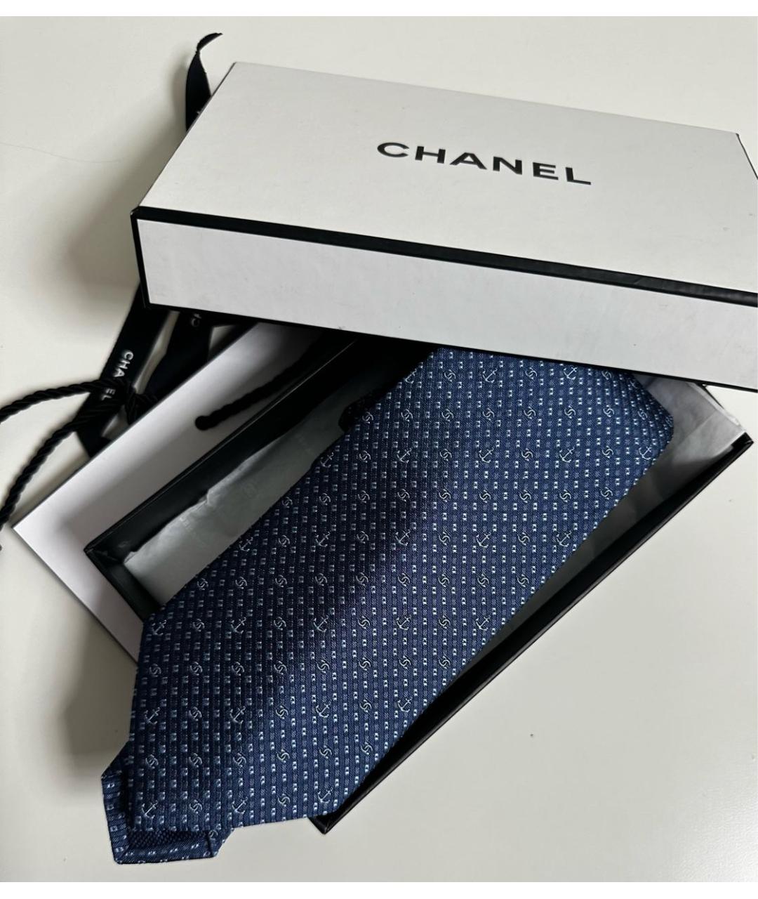 CHANEL PRE-OWNED Синий шелковый галстук, фото 8