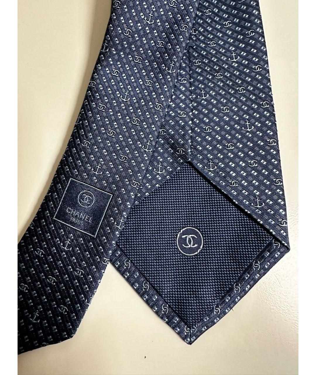 CHANEL PRE-OWNED Синий шелковый галстук, фото 4