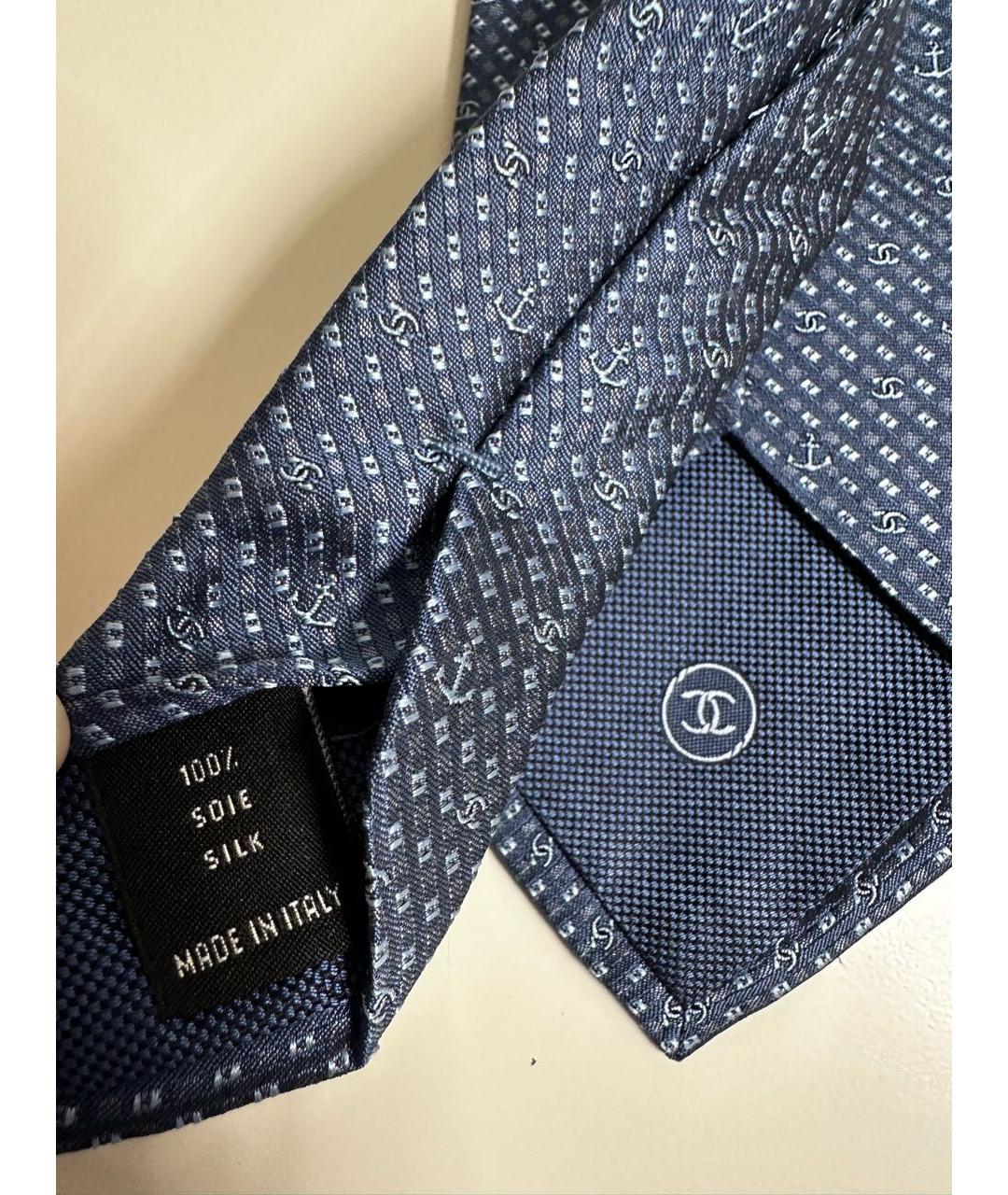 CHANEL PRE-OWNED Синий шелковый галстук, фото 5
