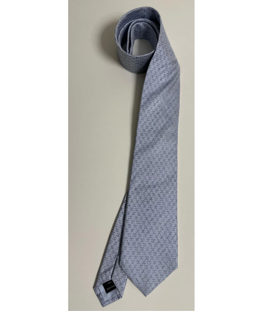 CHANEL PRE-OWNED Голубой шелковый галстук, фото 9