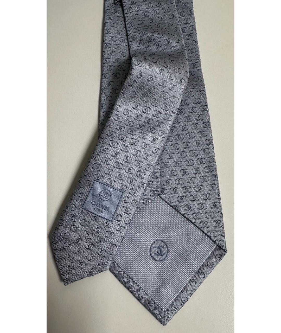CHANEL PRE-OWNED Голубой шелковый галстук, фото 5