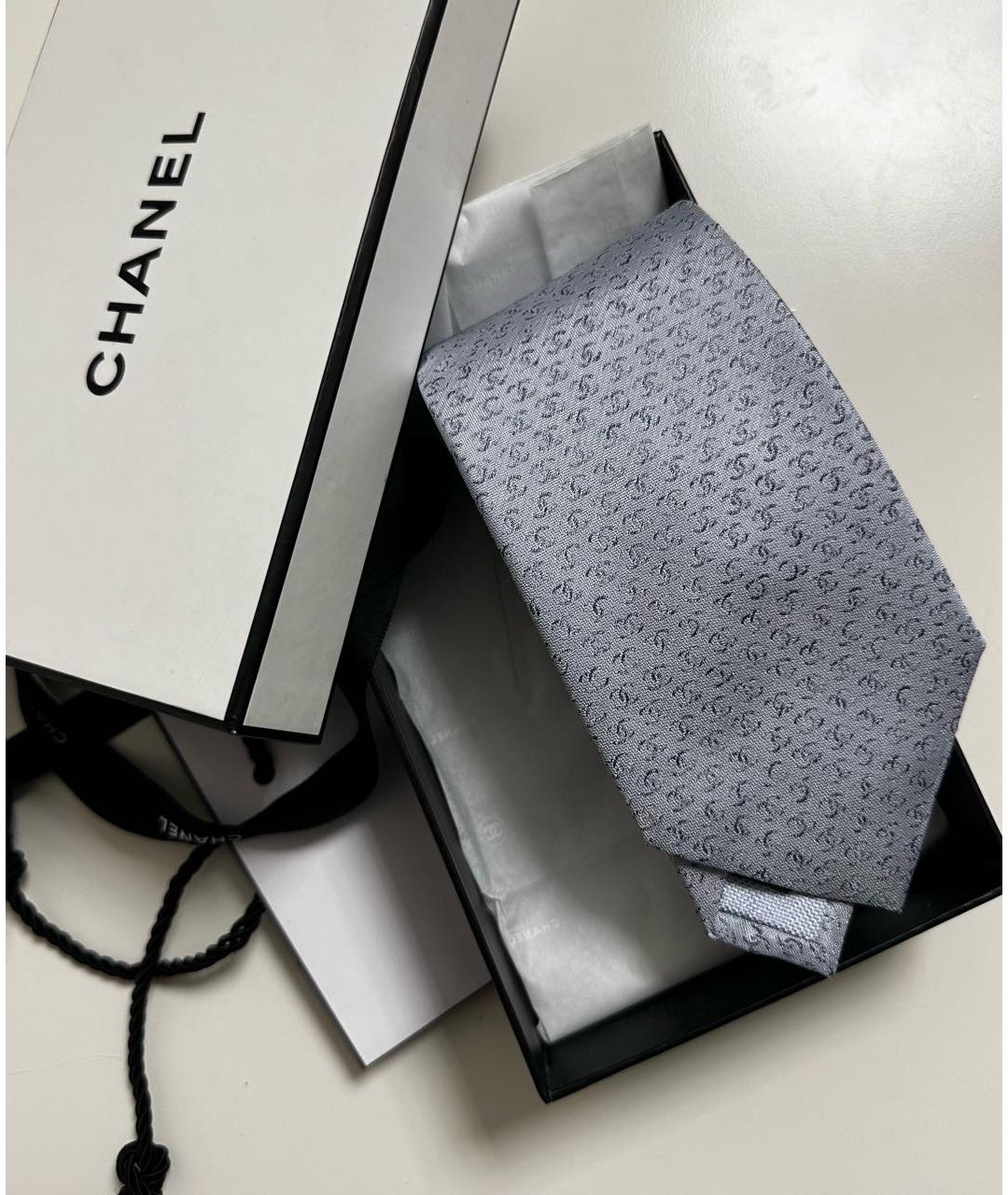 CHANEL PRE-OWNED Голубой шелковый галстук, фото 8