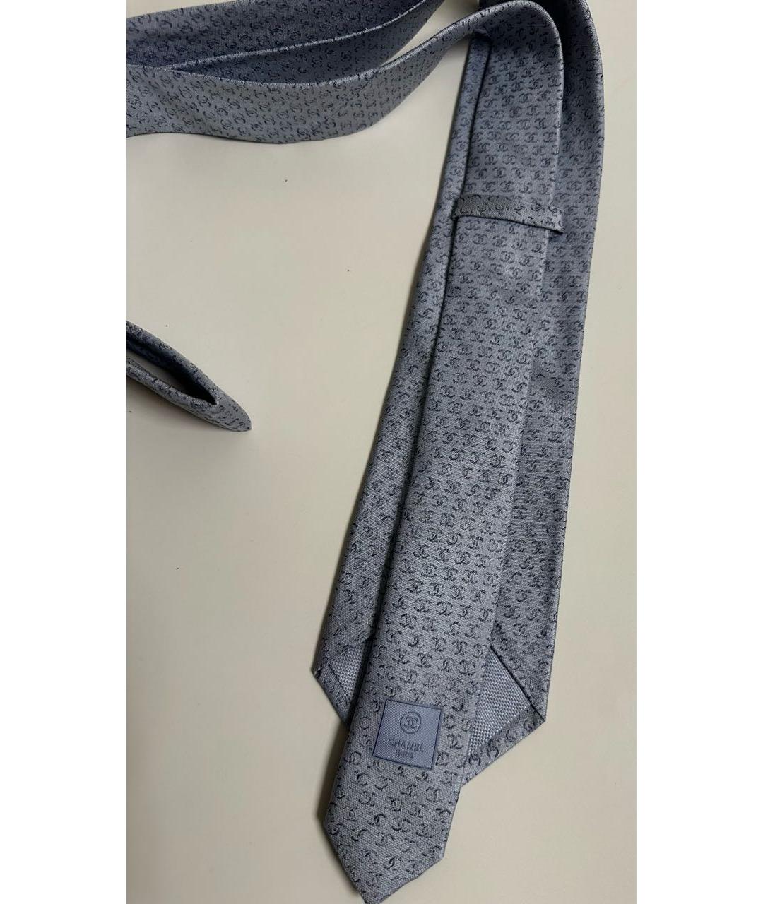 CHANEL PRE-OWNED Голубой шелковый галстук, фото 2