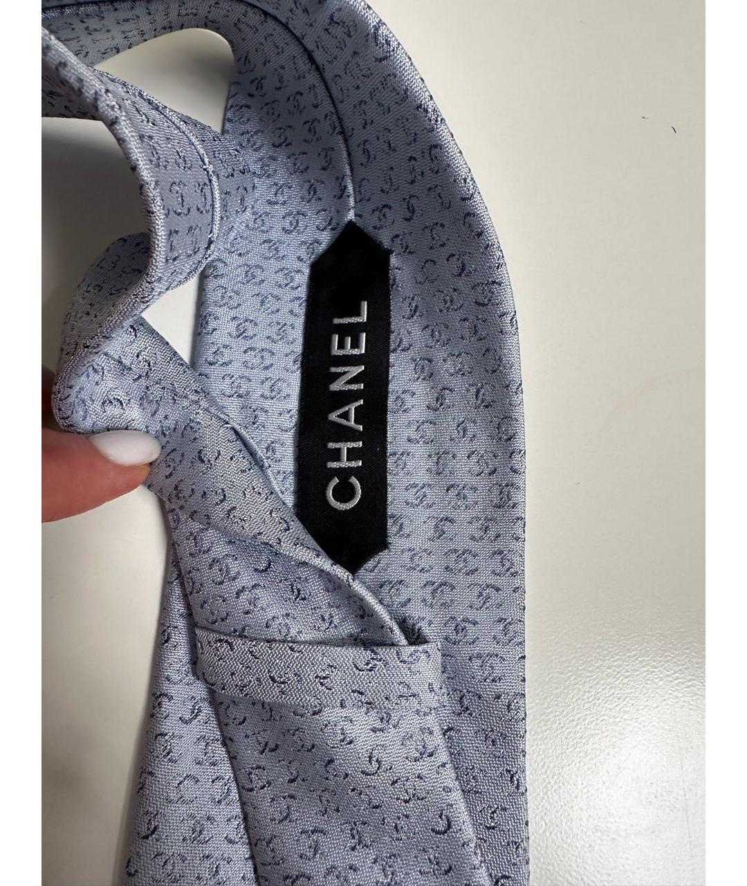 CHANEL PRE-OWNED Голубой шелковый галстук, фото 6
