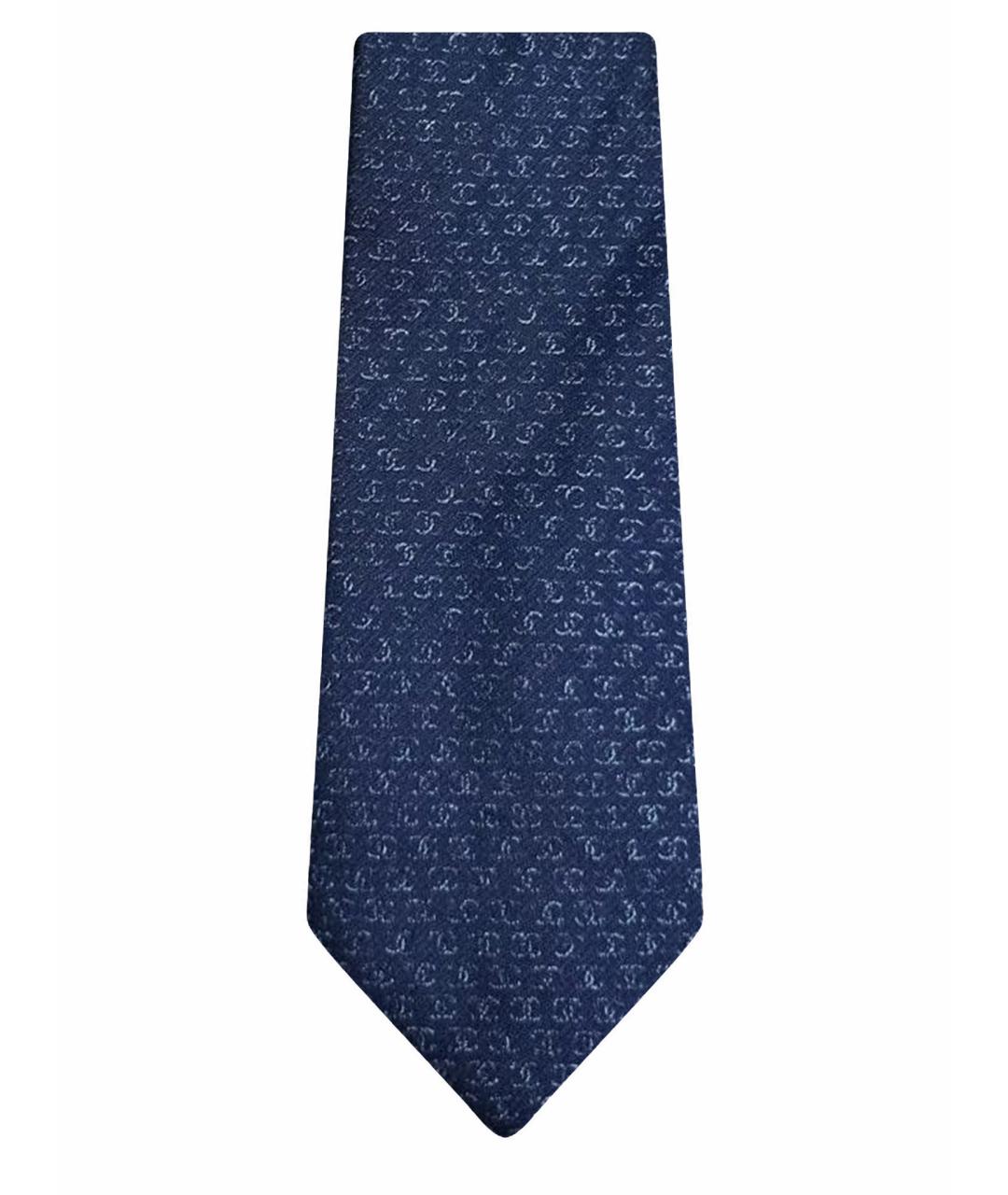 CHANEL PRE-OWNED Темно-синий шелковый галстук, фото 1