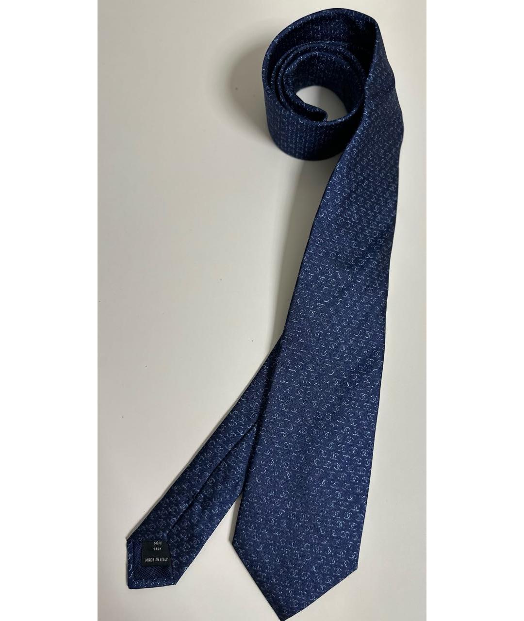 CHANEL PRE-OWNED Темно-синий шелковый галстук, фото 8