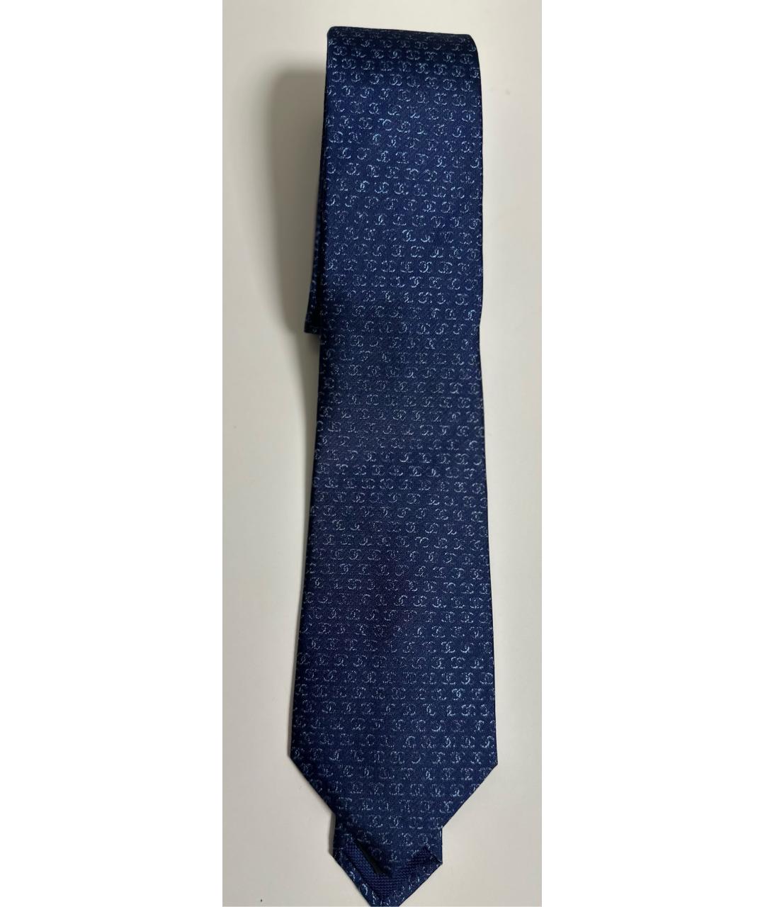 CHANEL PRE-OWNED Темно-синий шелковый галстук, фото 5