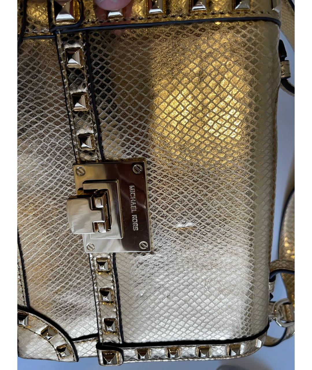 MICHAEL KORS Золотая кожаная сумка через плечо, фото 4