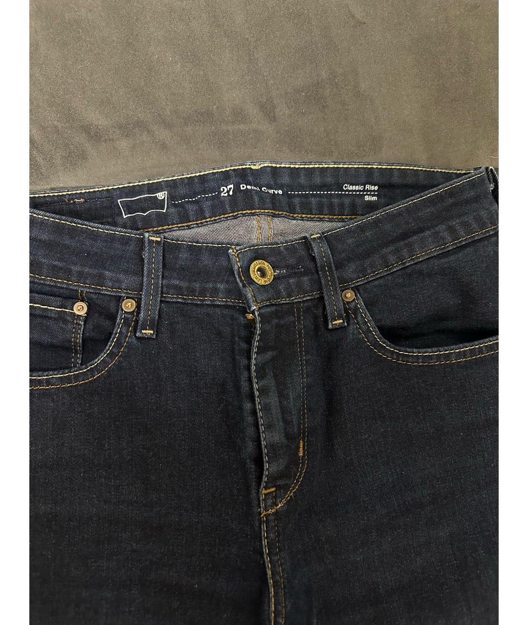 LEVI'S Темно-синие хлопко-эластановые прямые джинсы, фото 3