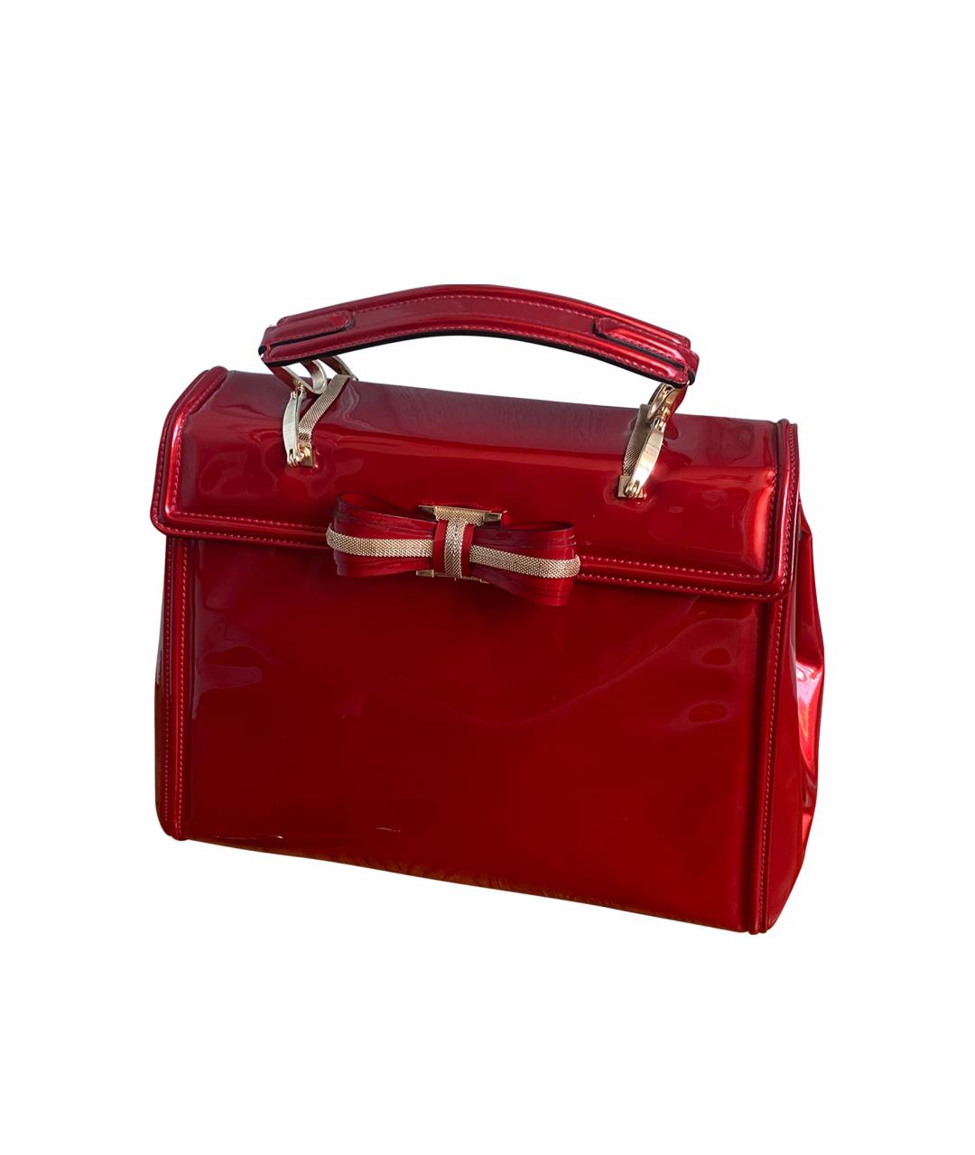 VALENTINO Красная сумка с короткими ручками из лакированной кожи, фото 1