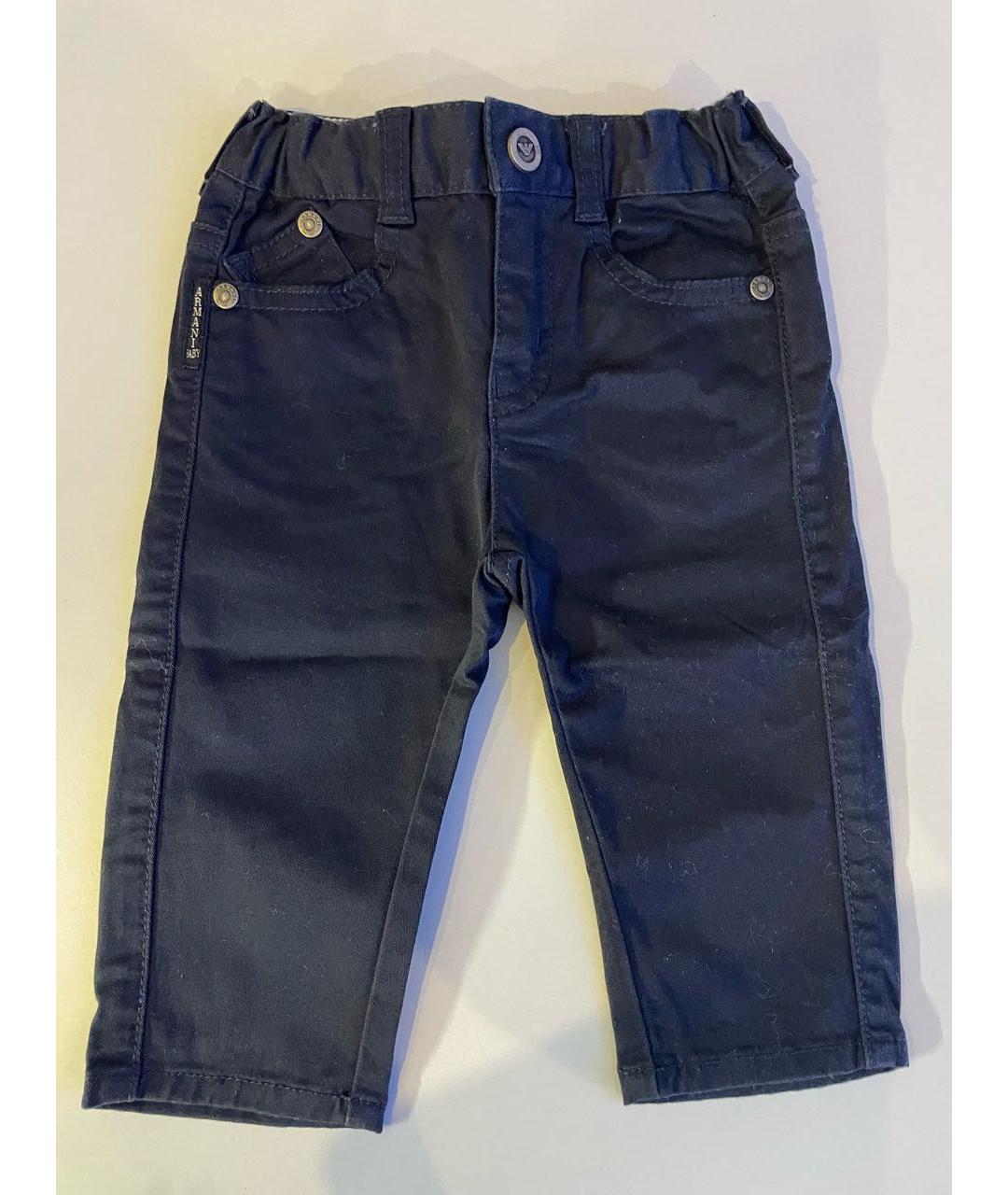 ARMANI JUNIOR Темно-синие хлопковые брюки и шорты, фото 3