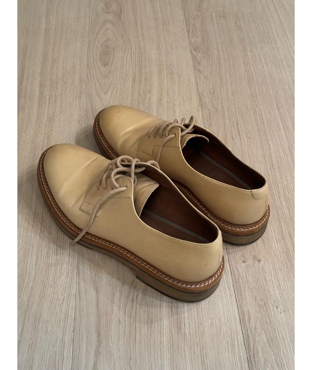 BRUNELLO CUCINELLI Бежевые кожаные низкие ботинки, фото 2