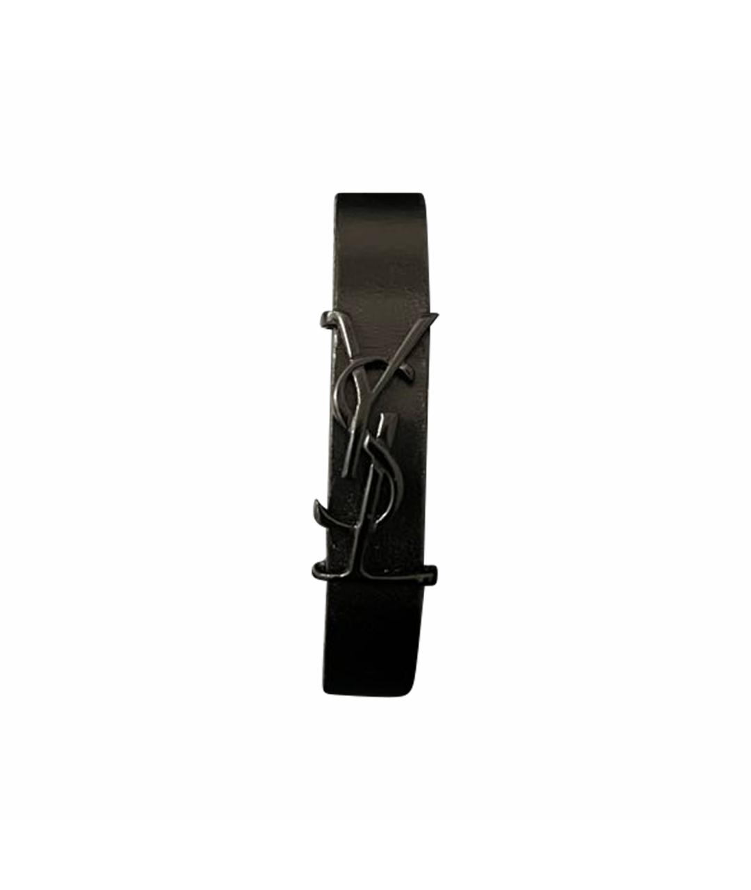 SAINT LAURENT Черный кожаный браслет, фото 1