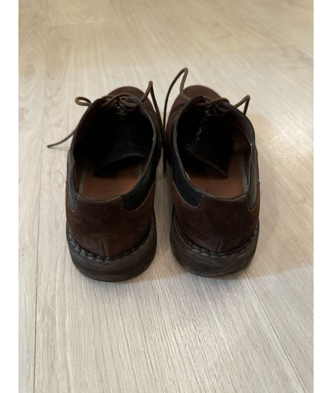 BRUNELLO CUCINELLI Бордовые замшевые низкие ботинки, фото 3