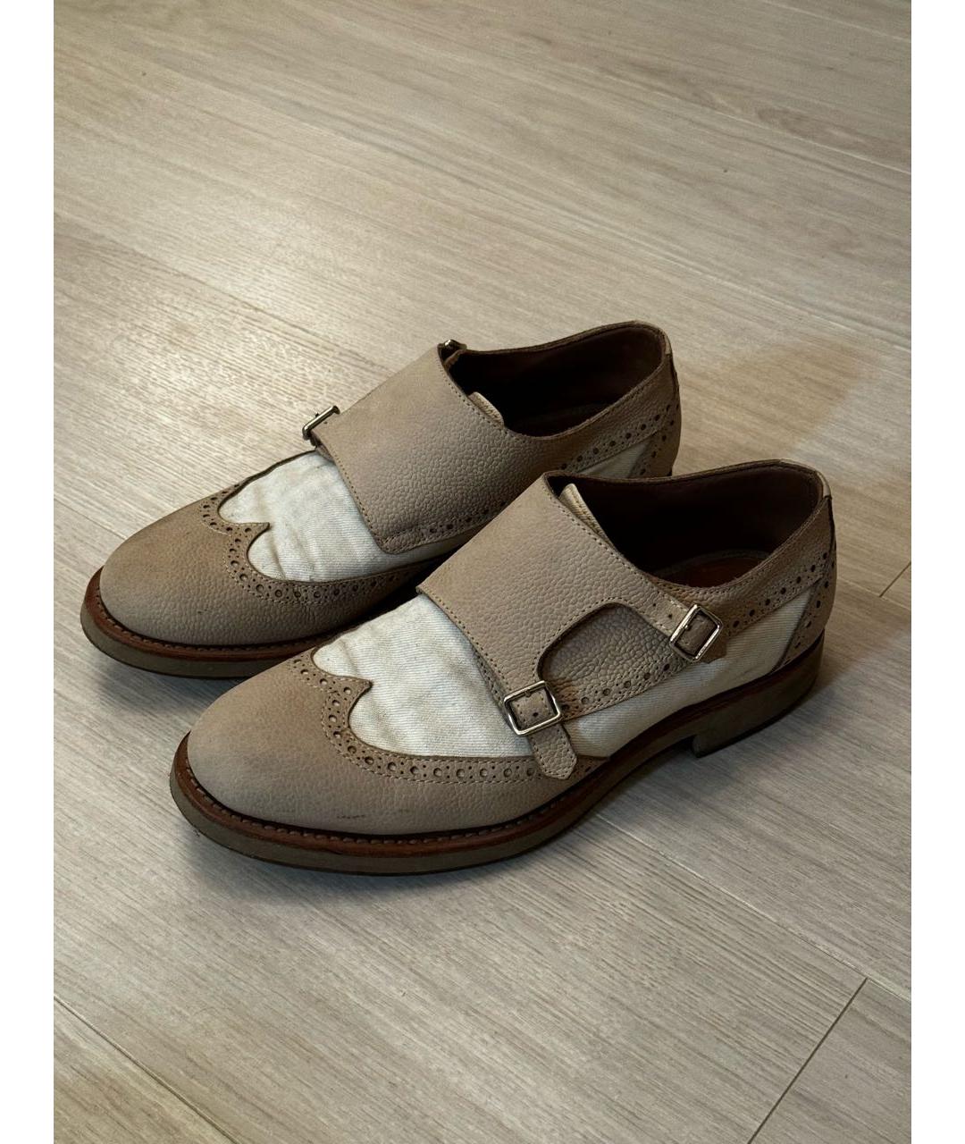 BRUNELLO CUCINELLI Бежевые кожаные туфли, фото 4
