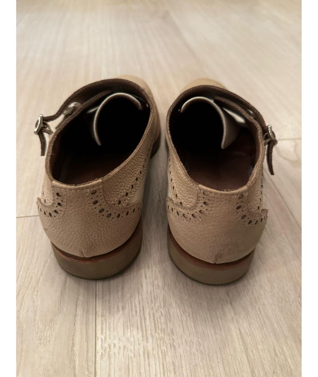 BRUNELLO CUCINELLI Бежевые кожаные туфли, фото 3