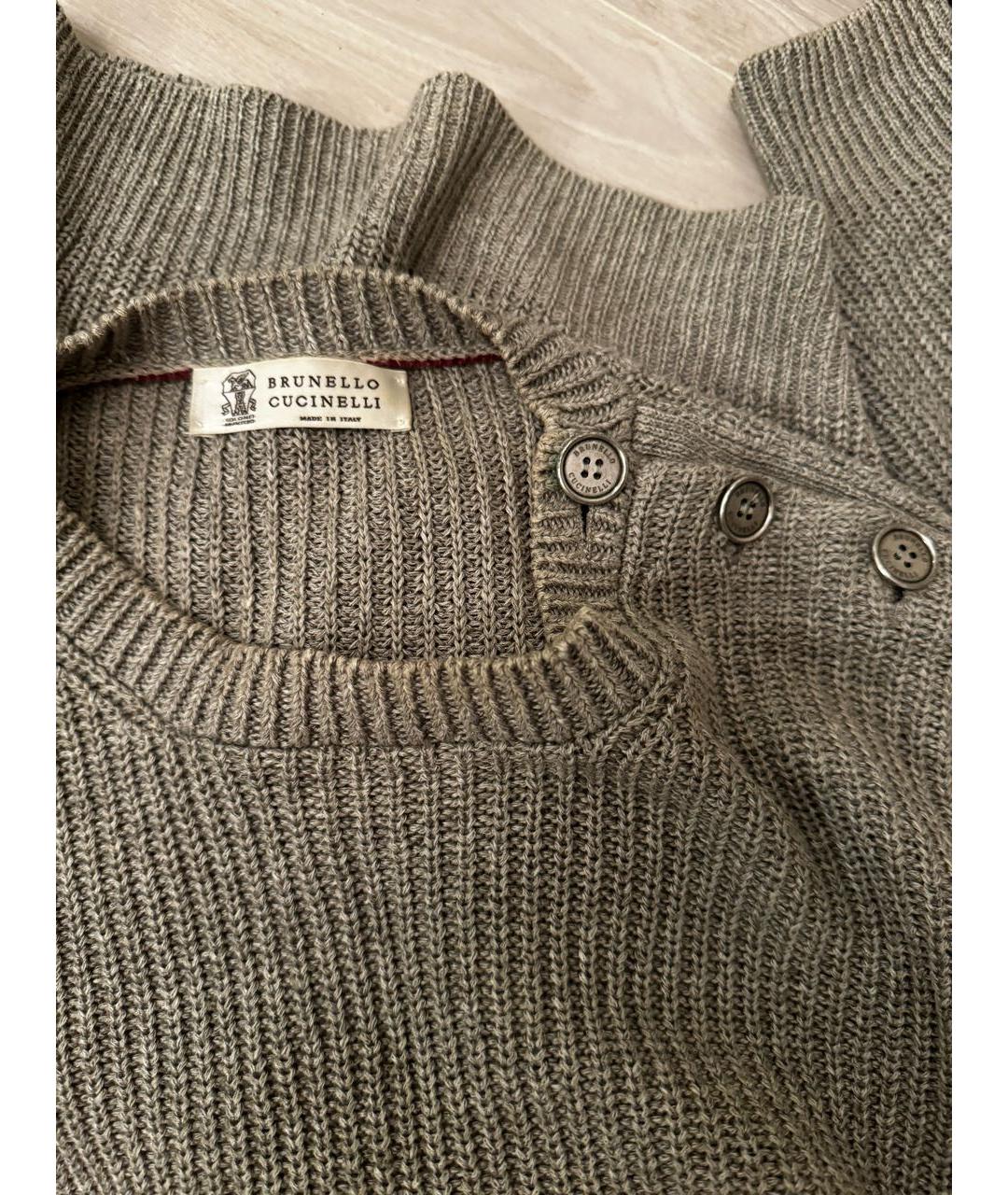 BRUNELLO CUCINELLI Антрацитовый хлопковый джемпер / свитер, фото 3