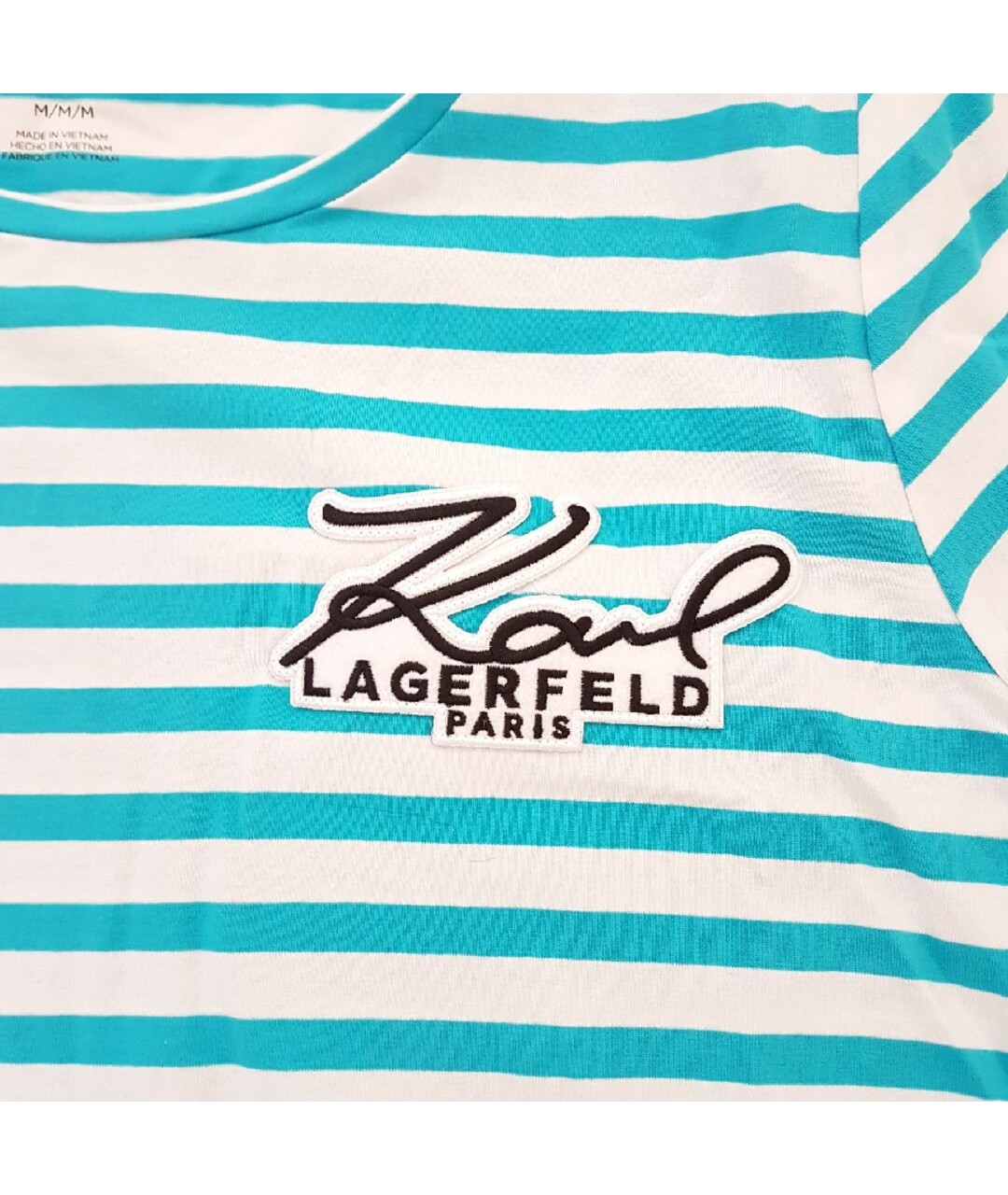 KARL LAGERFELD Бирюзовая хлопко-эластановая футболка, фото 3