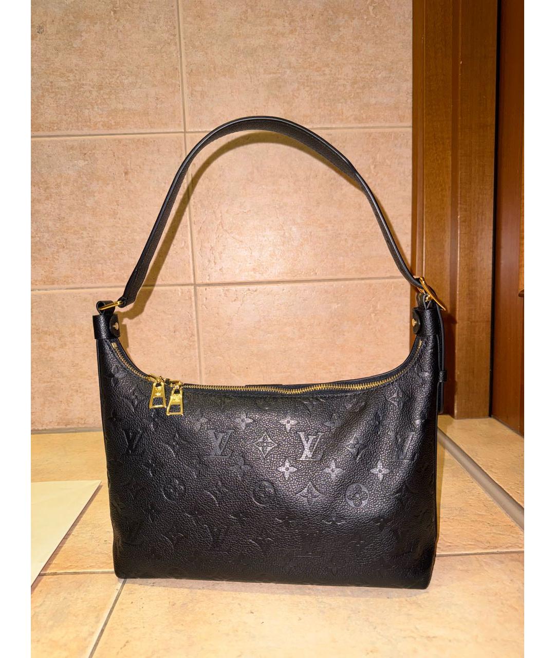 LOUIS VUITTON Черная кожаная сумка с короткими ручками, фото 3