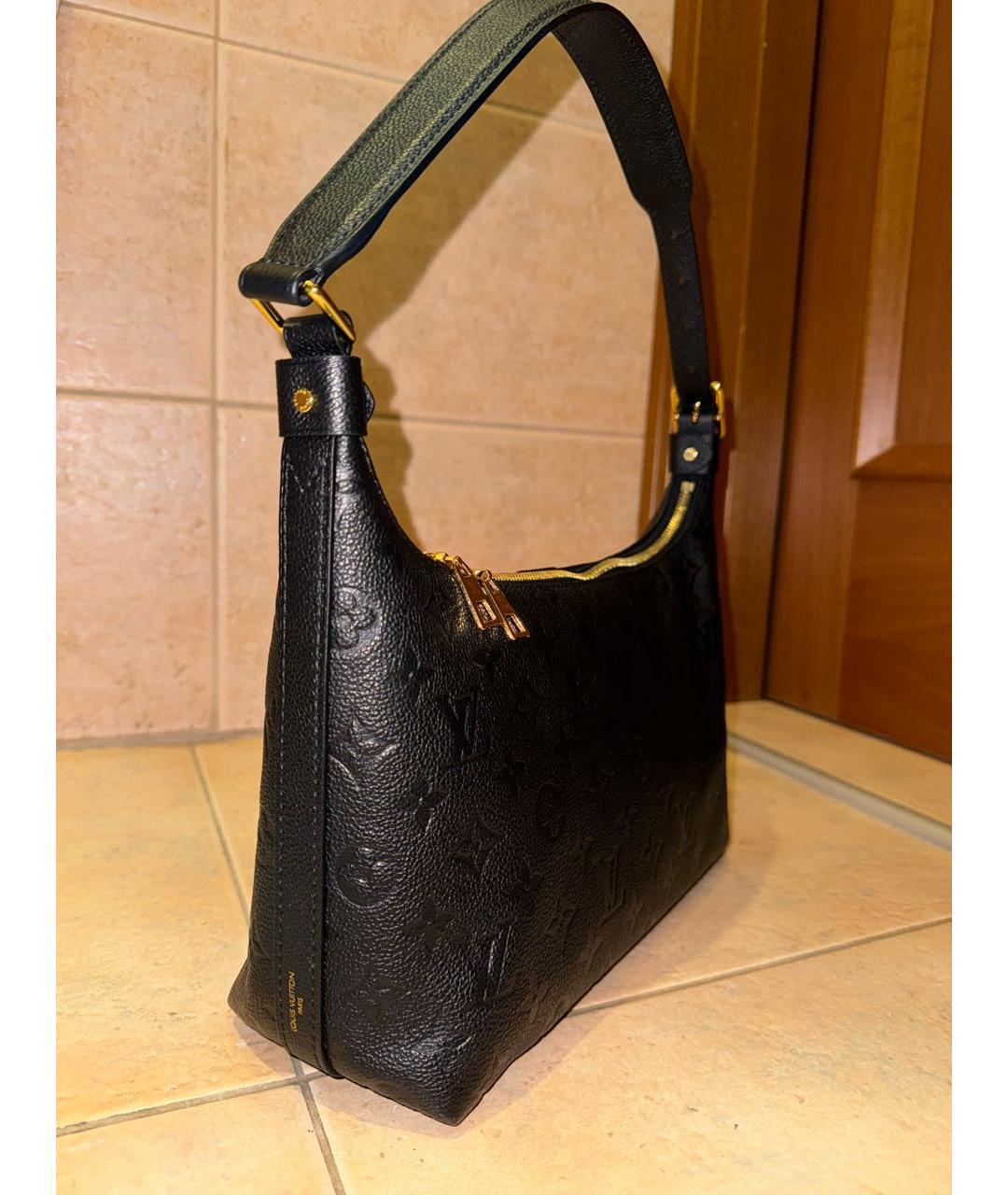 LOUIS VUITTON Черная кожаная сумка с короткими ручками, фото 2