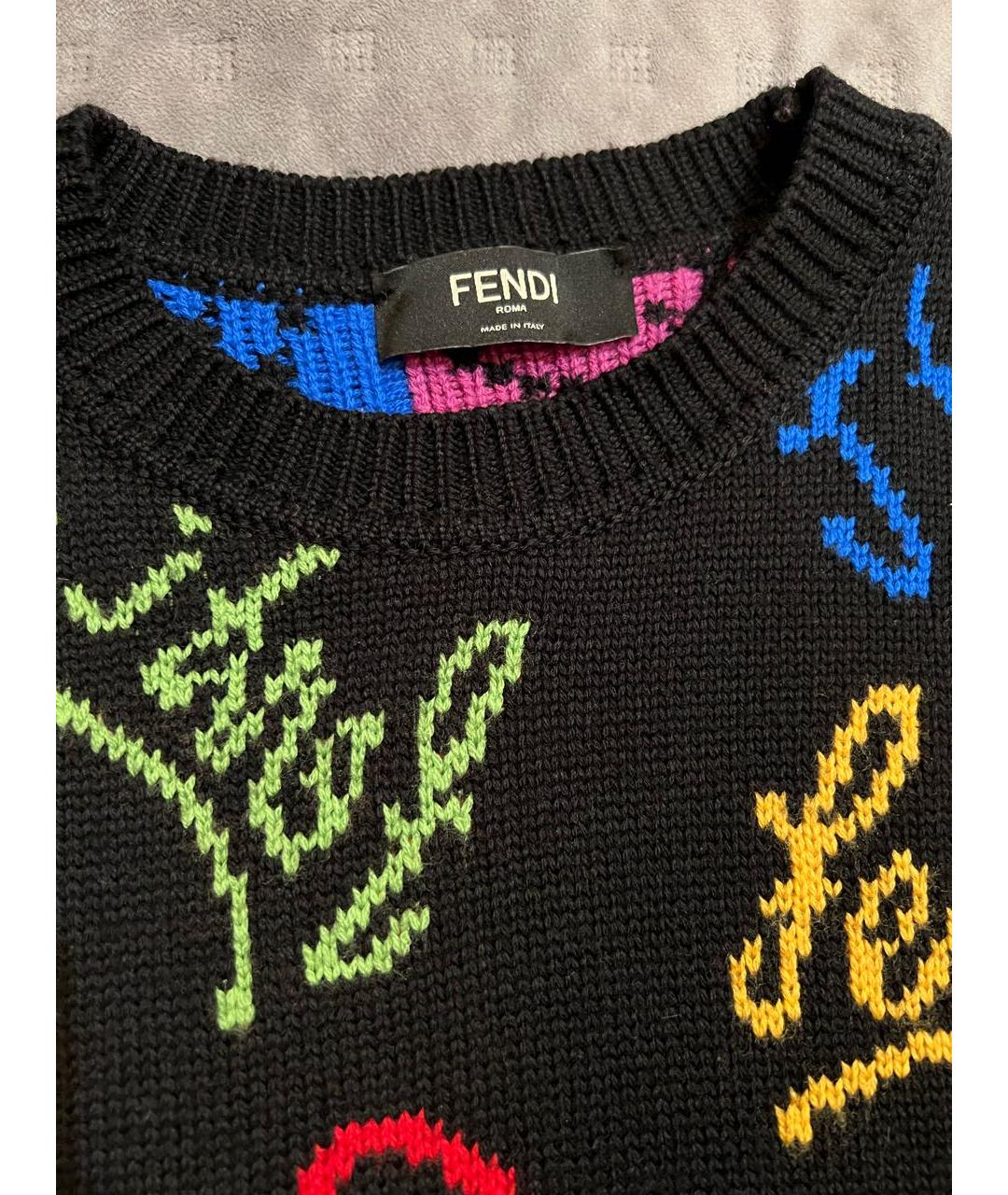 FENDI Черный шерстяной джемпер / свитер, фото 4