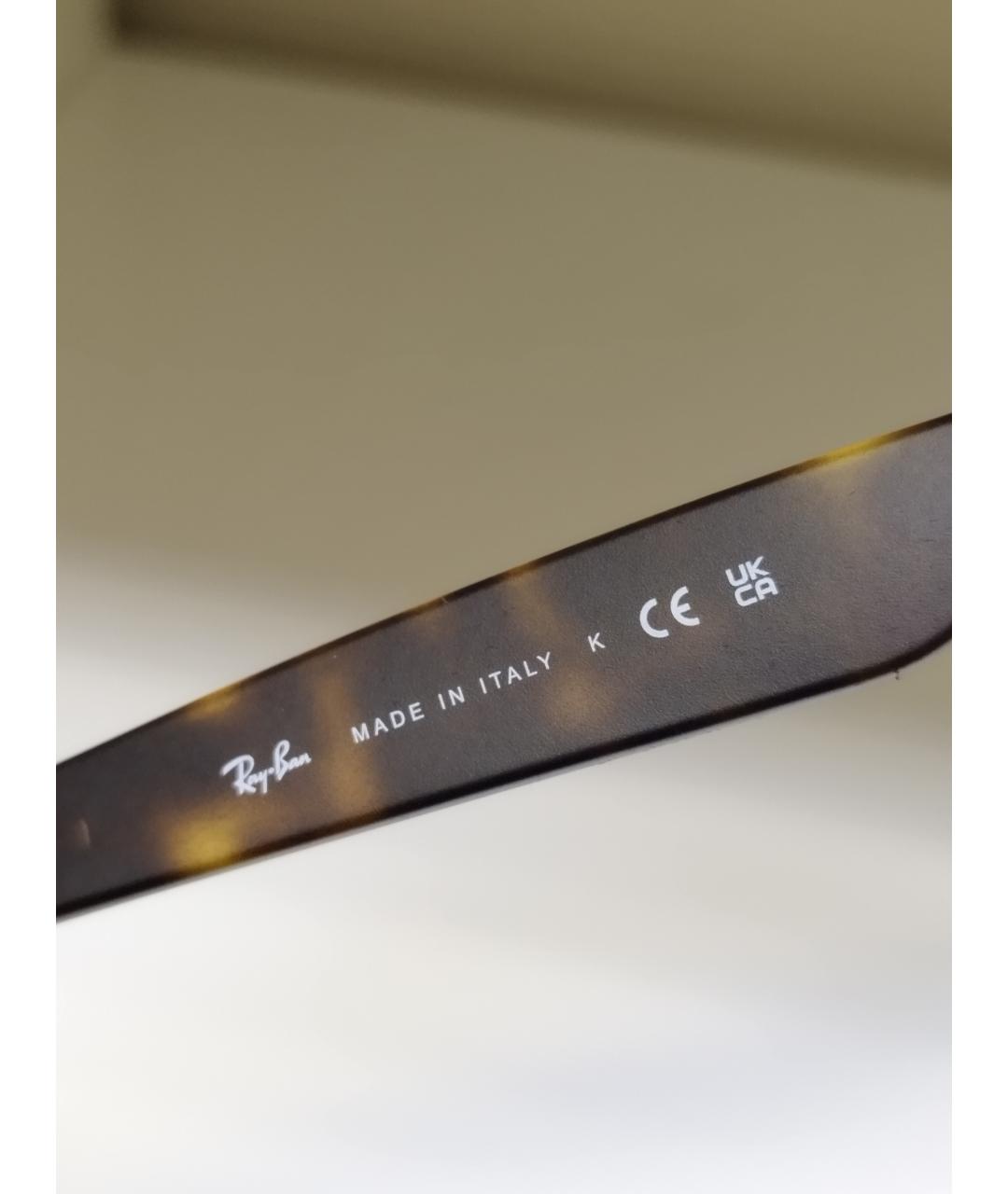 RAY BAN Коричневые пластиковые солнцезащитные очки, фото 6