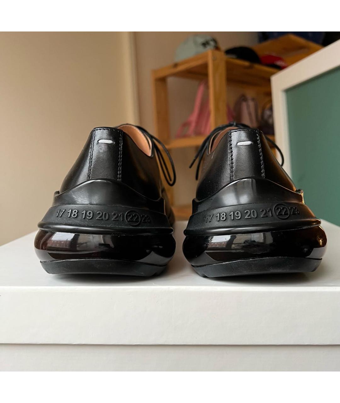 MAISON MARGIELA Черные кожаные низкие ботинки, фото 6