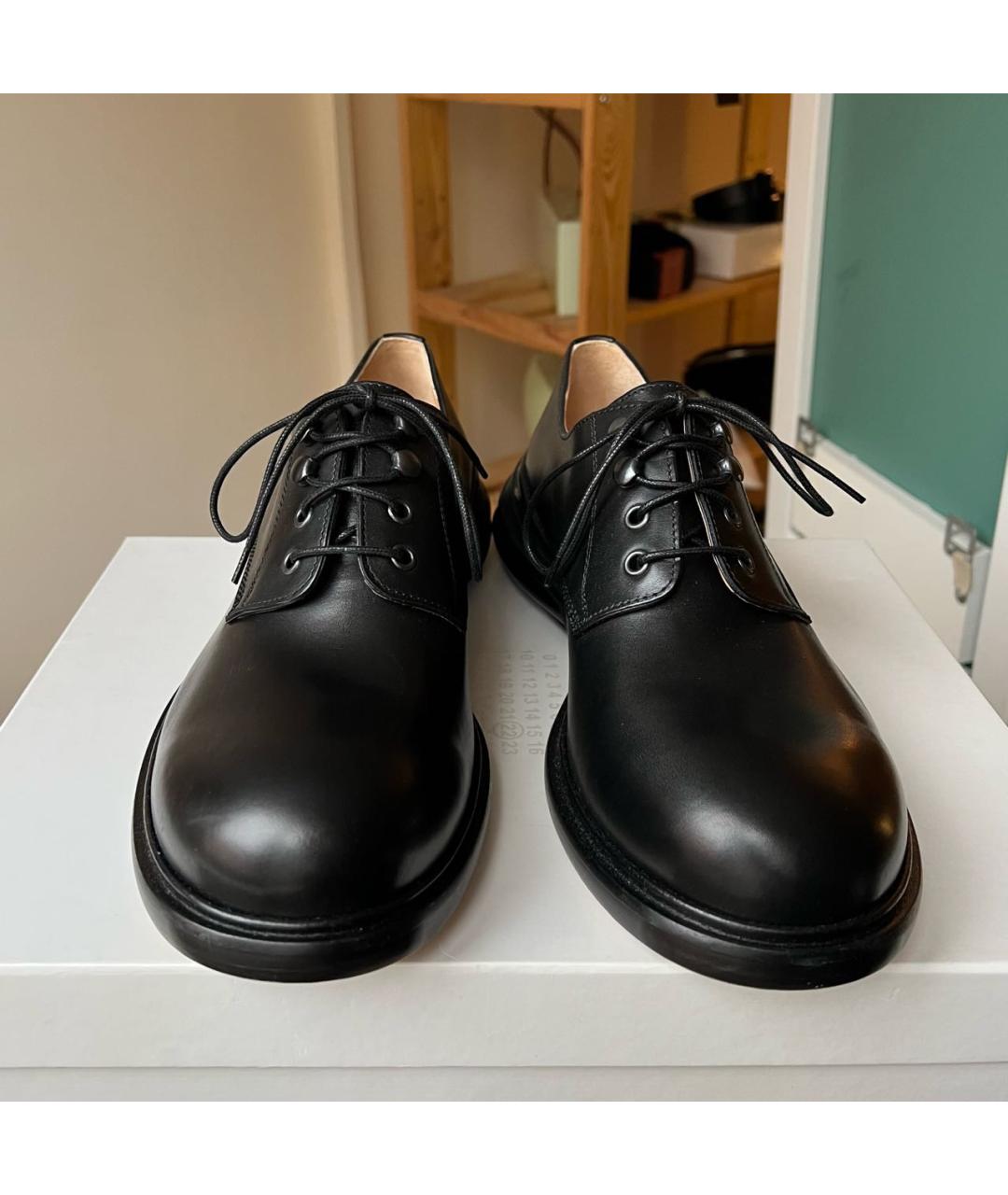 MAISON MARGIELA Черные кожаные низкие ботинки, фото 2