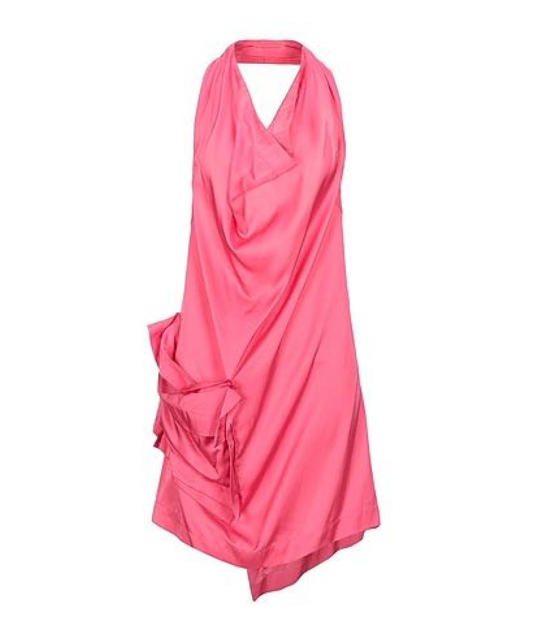MCQ ALEXANDER MCQUEEN Розовое атласное коктейльное платье, фото 1