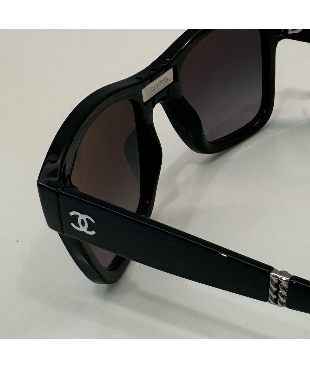 CHANEL Черные пластиковые солнцезащитные очки, фото 3