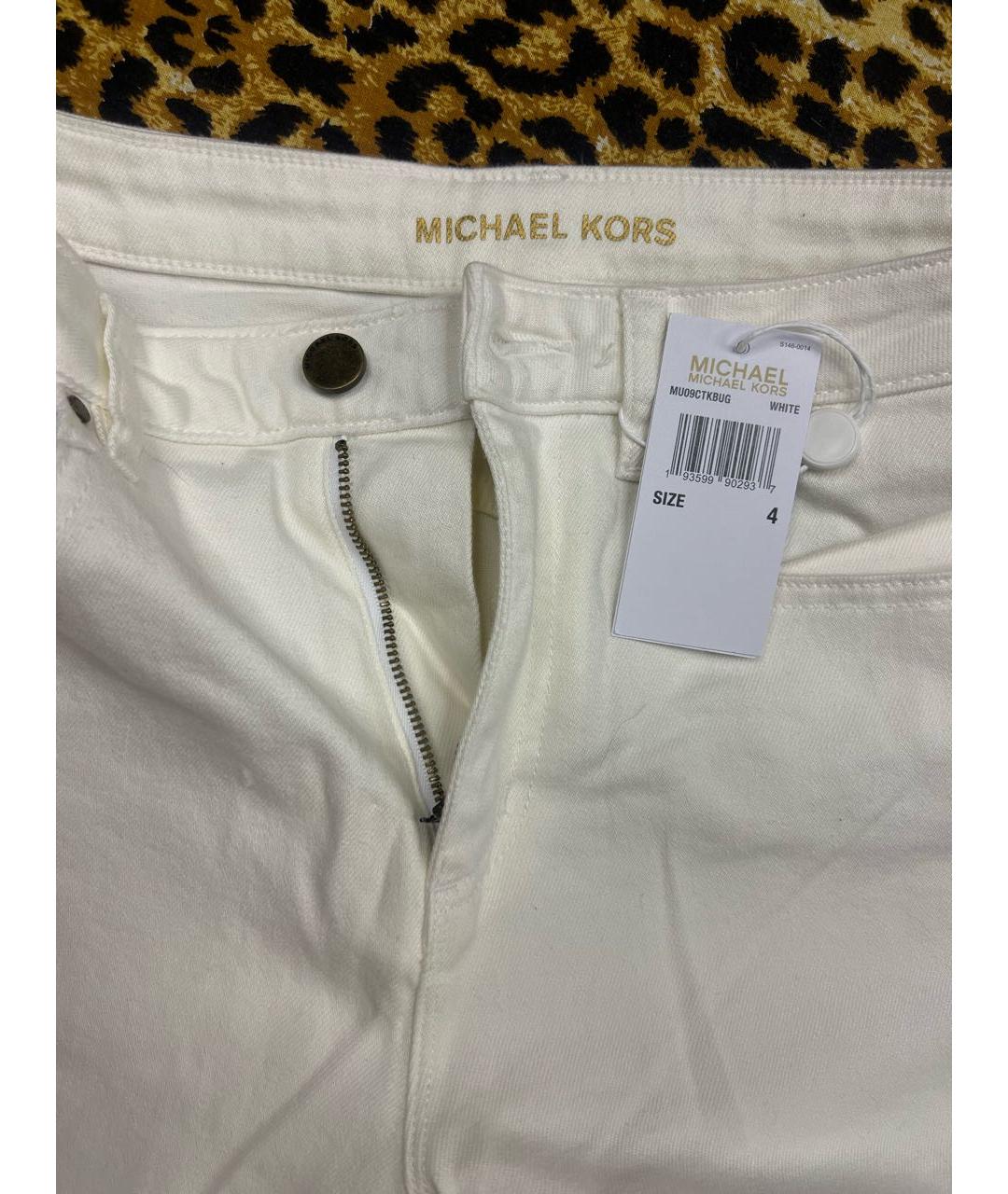 MICHAEL MICHAEL KORS Белые хлопковые прямые джинсы, фото 3