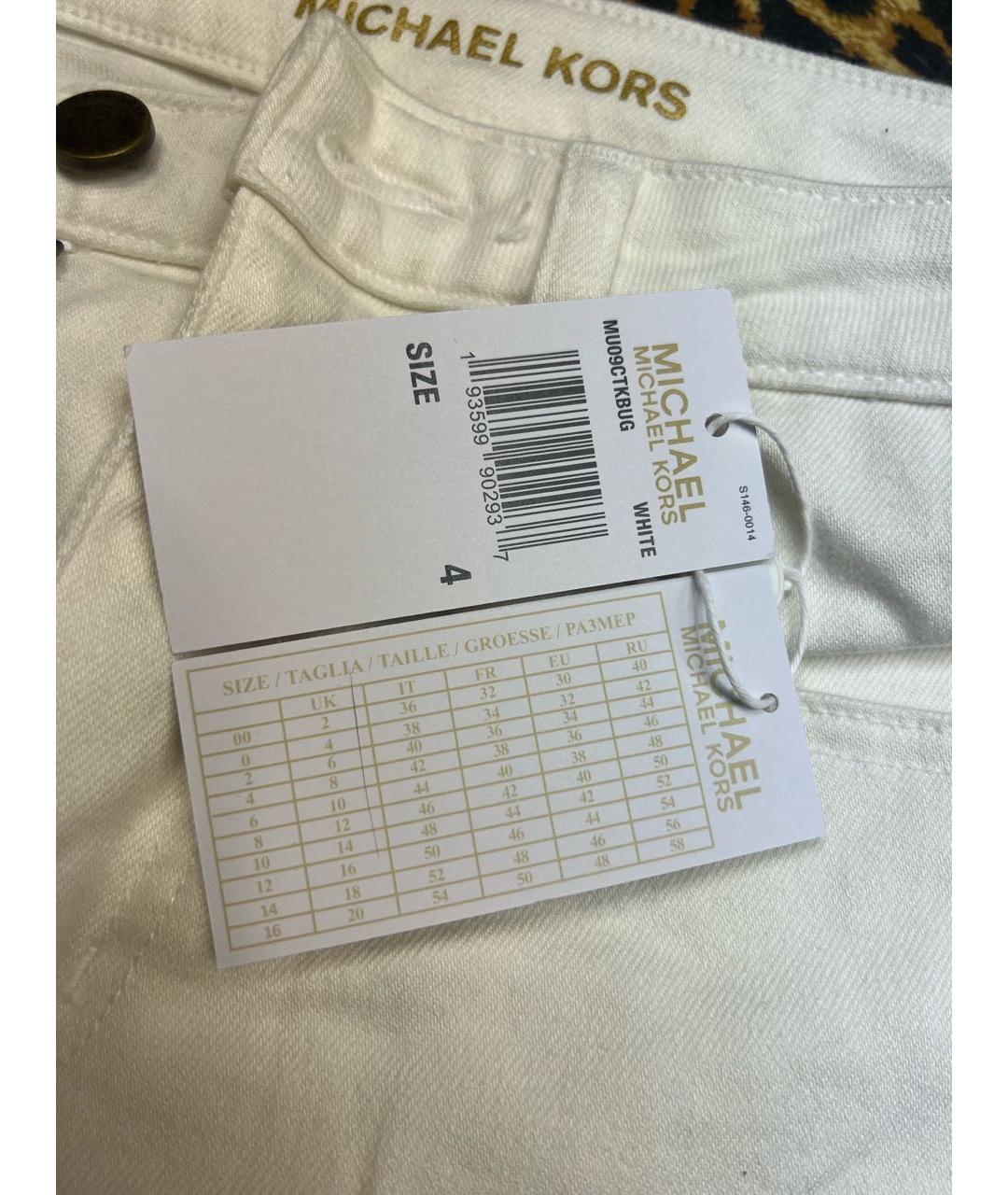 MICHAEL MICHAEL KORS Белые хлопковые прямые джинсы, фото 7