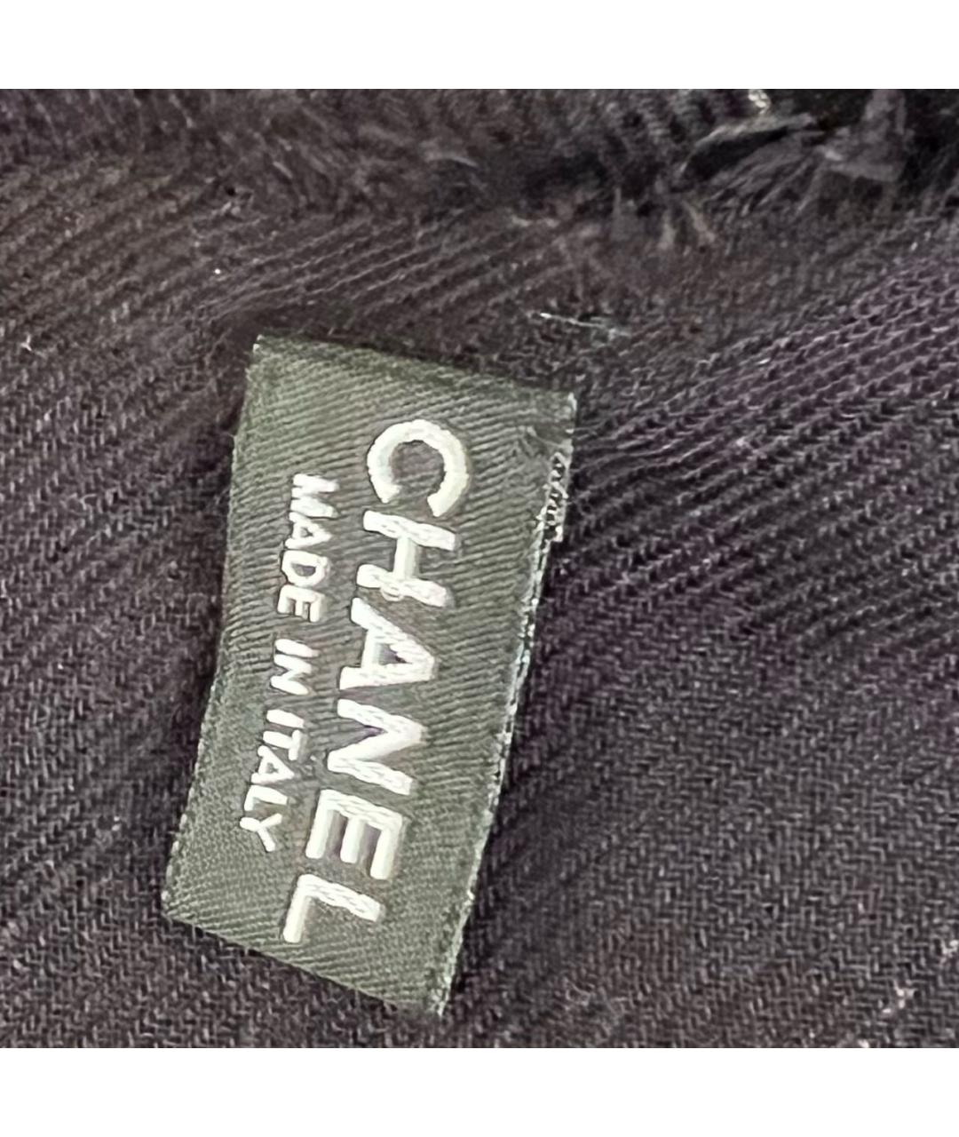 CHANEL Черный кашемировый платок, фото 6