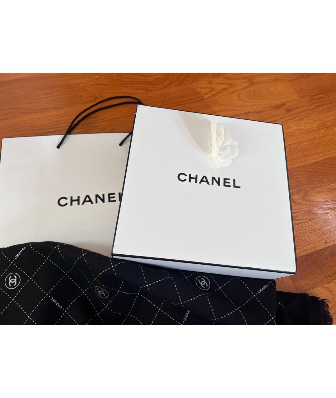 CHANEL Черный кашемировый платок, фото 4