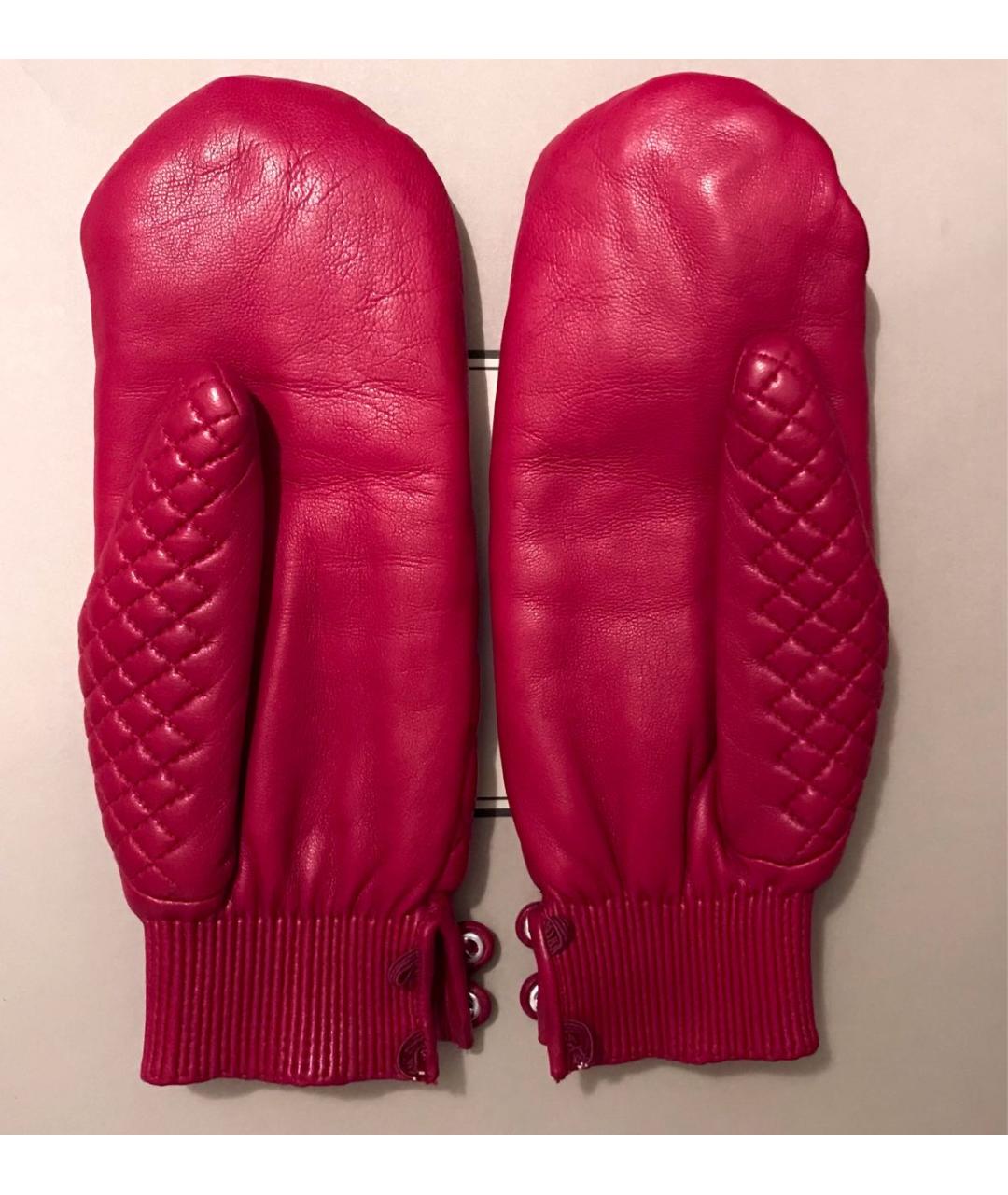 AGNELLE Бордовые кожаные варежки, фото 5
