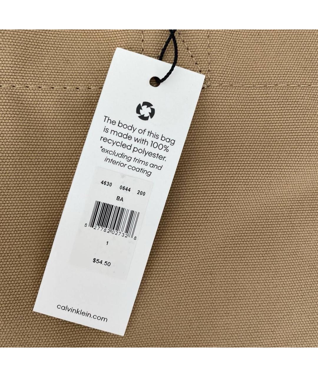 CALVIN KLEIN Бежевая тканевая сумка тоут, фото 4