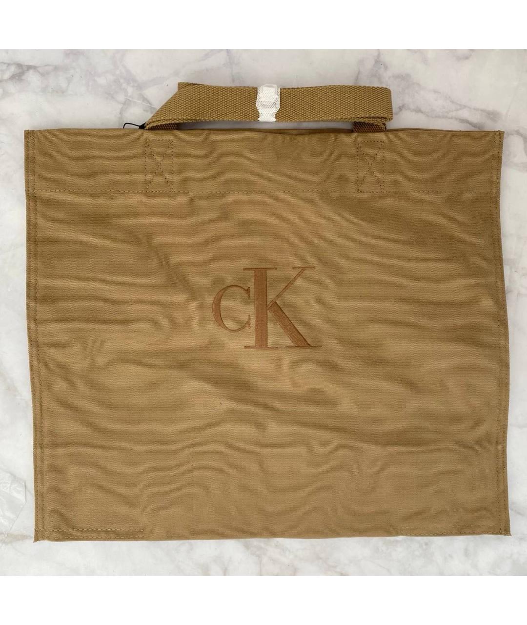 CALVIN KLEIN Бежевая тканевая сумка тоут, фото 5