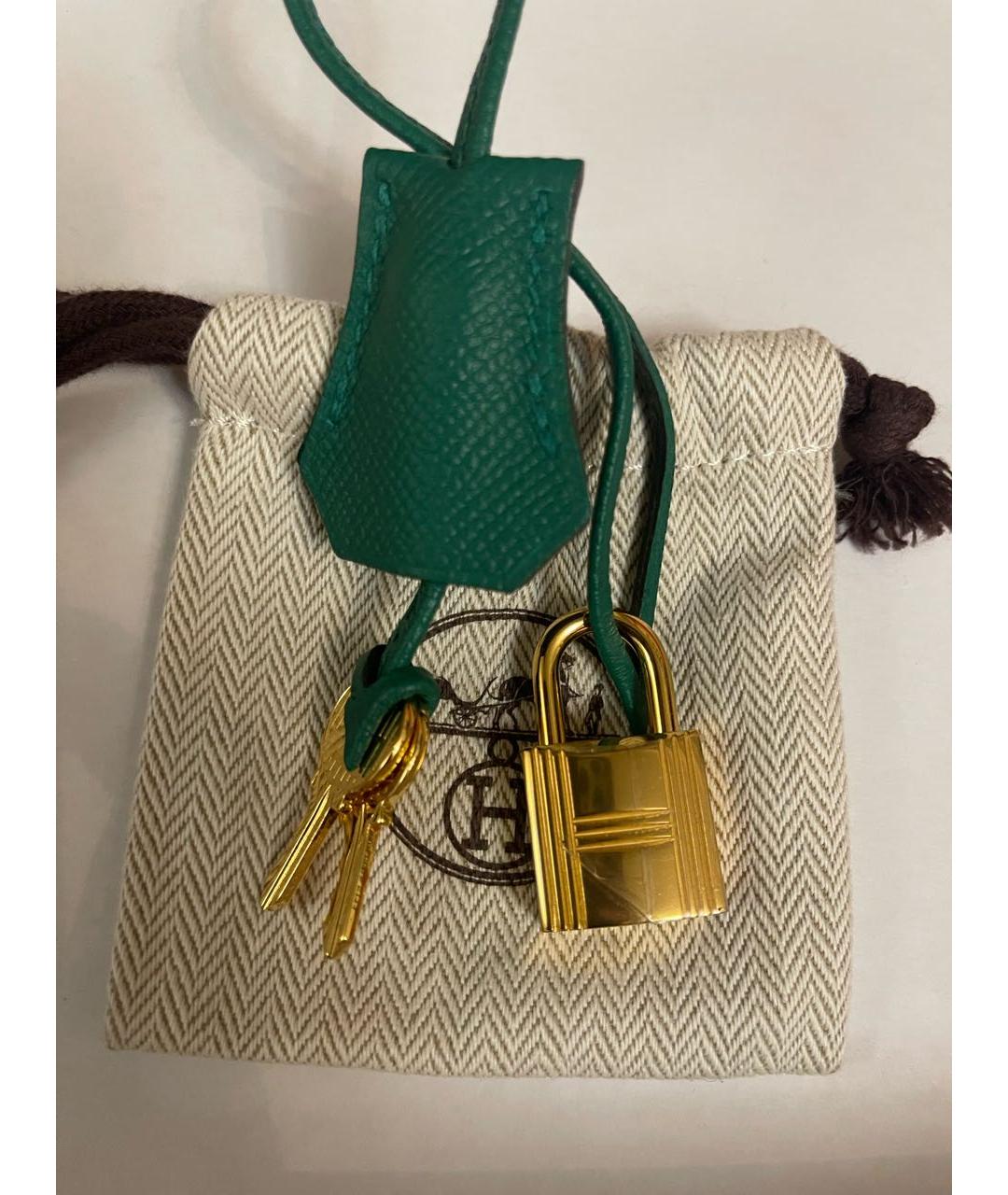 HERMES PRE-OWNED Зеленая кожаная сумка тоут, фото 4