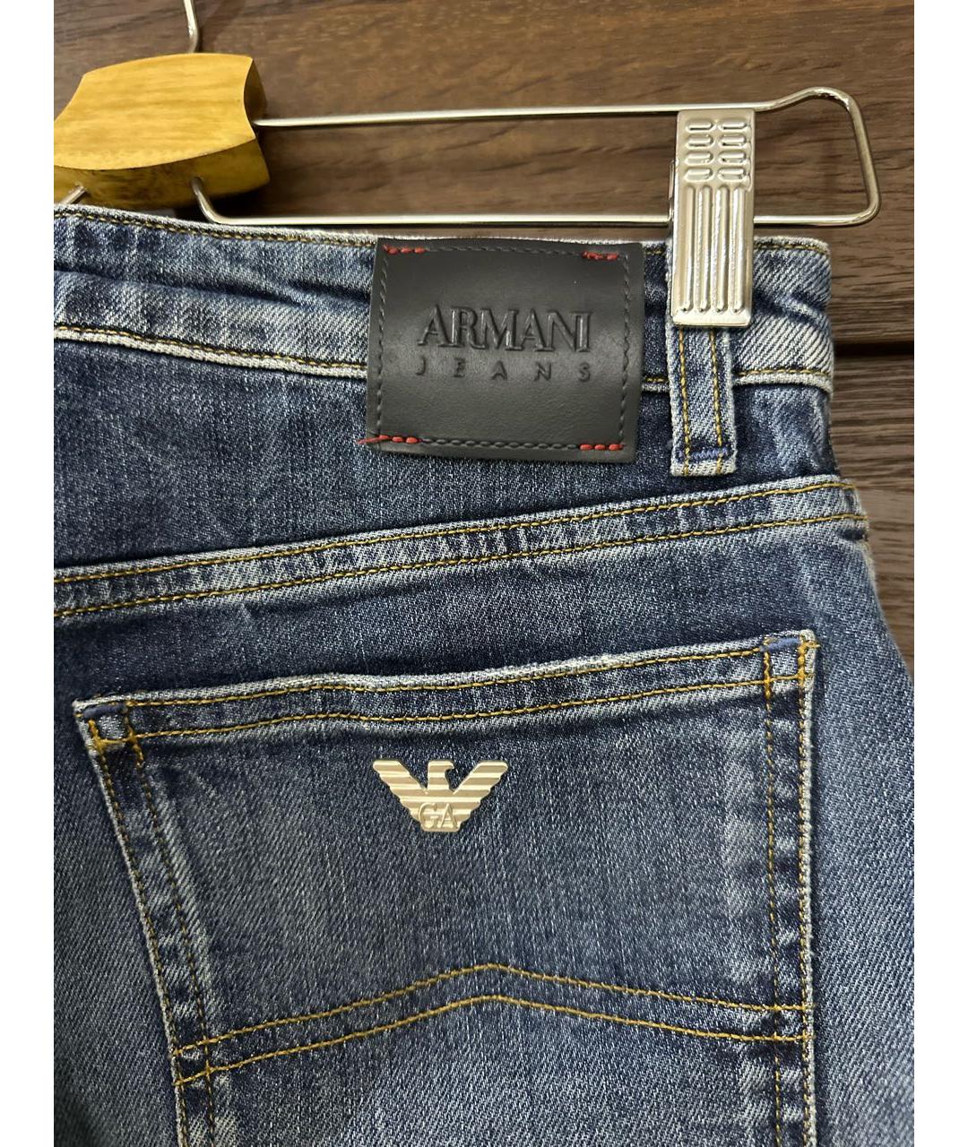 ARMANI JEANS Синие хлопковые прямые джинсы, фото 4