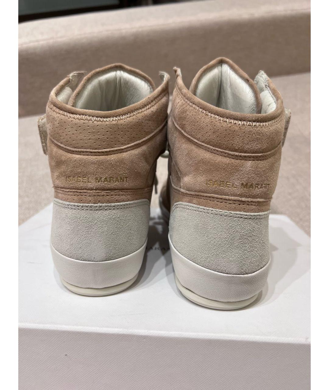 ISABEL MARANT ETOILE Бежевые кожаные кроссовки, фото 4