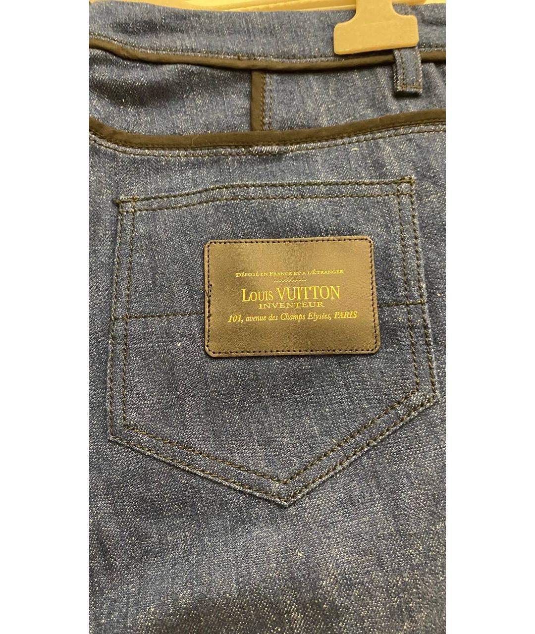 LOUIS VUITTON PRE-OWNED Темно-синие хлопковые джинсы клеш, фото 5